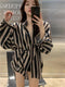 Long Sleeves Strip Collar Down Shirts